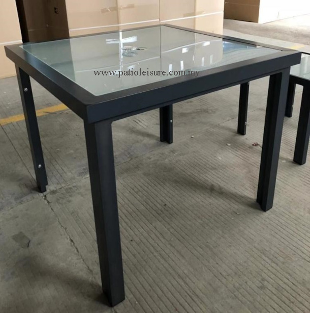 Aluminium square table for restaurant and pool side in Malaysia